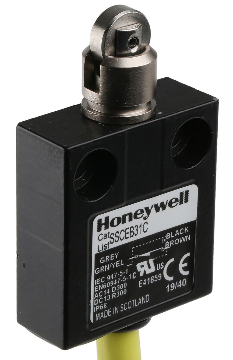 Honeywell SSCE Series Plunger Limit Switch, NO/NC, IP68, SPDT, Die Cast Zinc Housing, 240V ac Max, 4A Max
