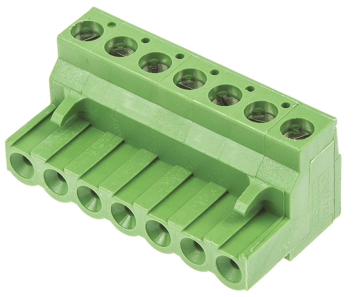 TE Connectivity 7-Way PCB Terminal Block, 15A, Screw Down Terminals, 30 → 12 AWG, Cable Mount