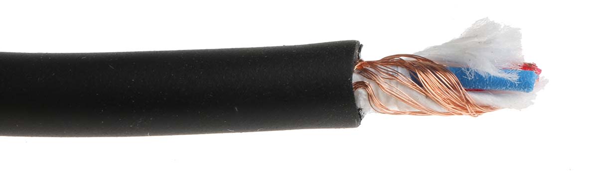 Van Damme Screened Microphone Cable, 0.22 mm² CSA, 6.35mm od, 100m, Black