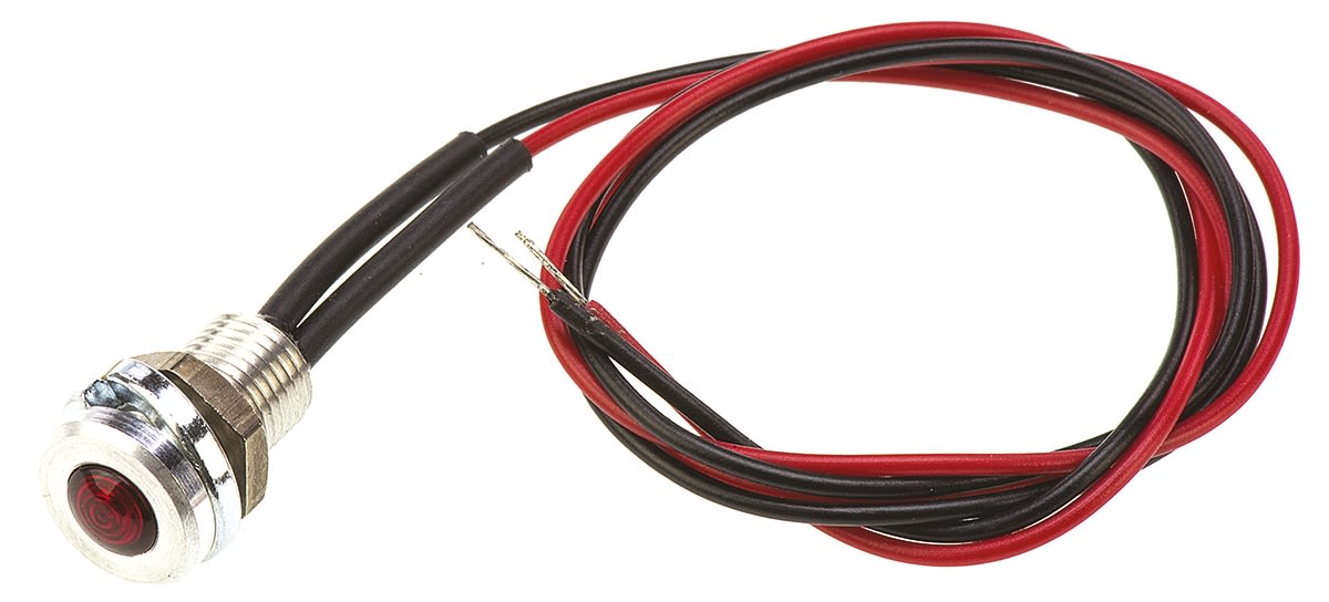 Oxley Red Panel Mount Indicator, 24V ac, 6.4mm Mounting Hole Size, Lead Wires Termination, IP66