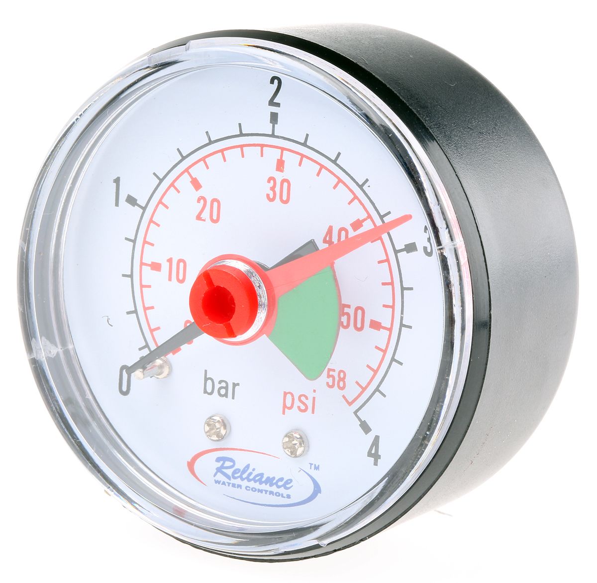 RS PRO Dial Pressure Gauge 4bar, 0bar min.
