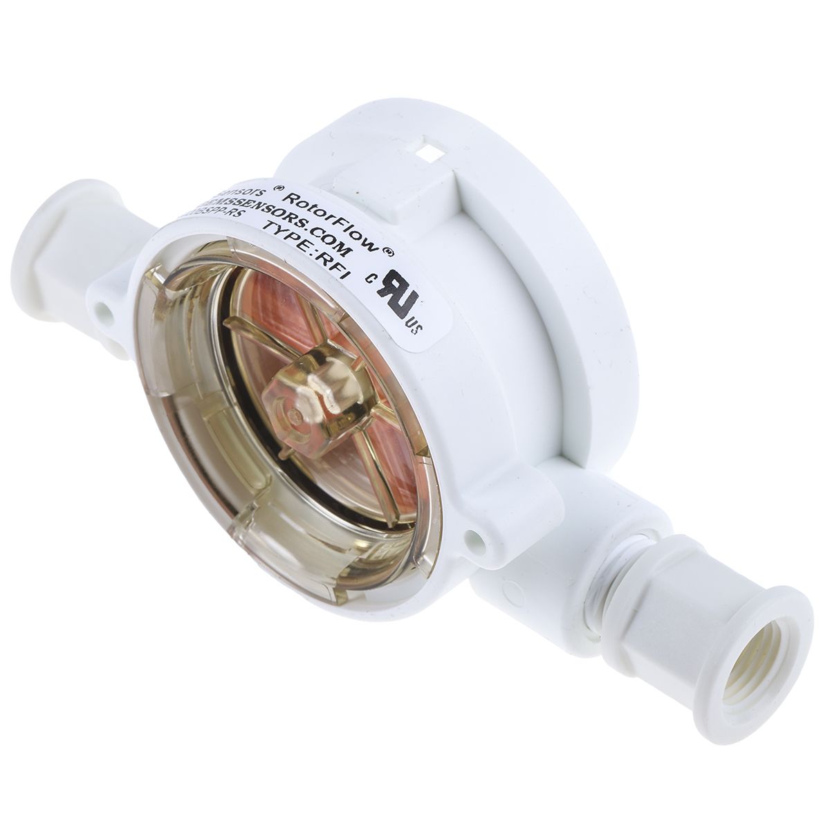 Gems Sensors RFI Series RotorFlow Flow Indicator for Liquid, 2 L/min Min, 20 L/min Max