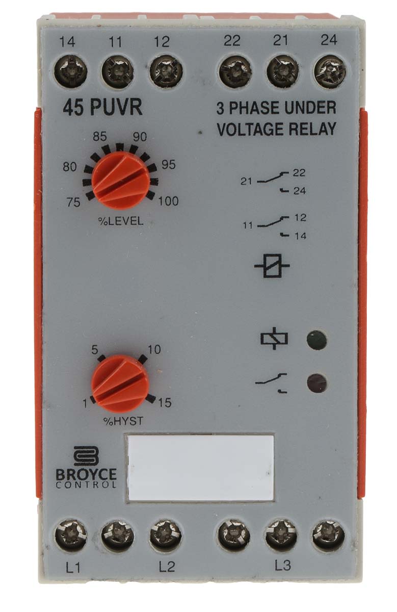 45PUVR 400VAC Broyce Control DIN Rail Phase, Voltage Monitoring Relay