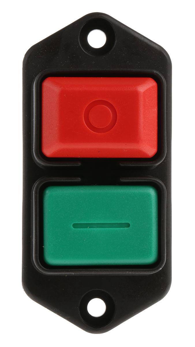 EICHOFF Latching Push Button Switch, Flange, DPDT, 230V