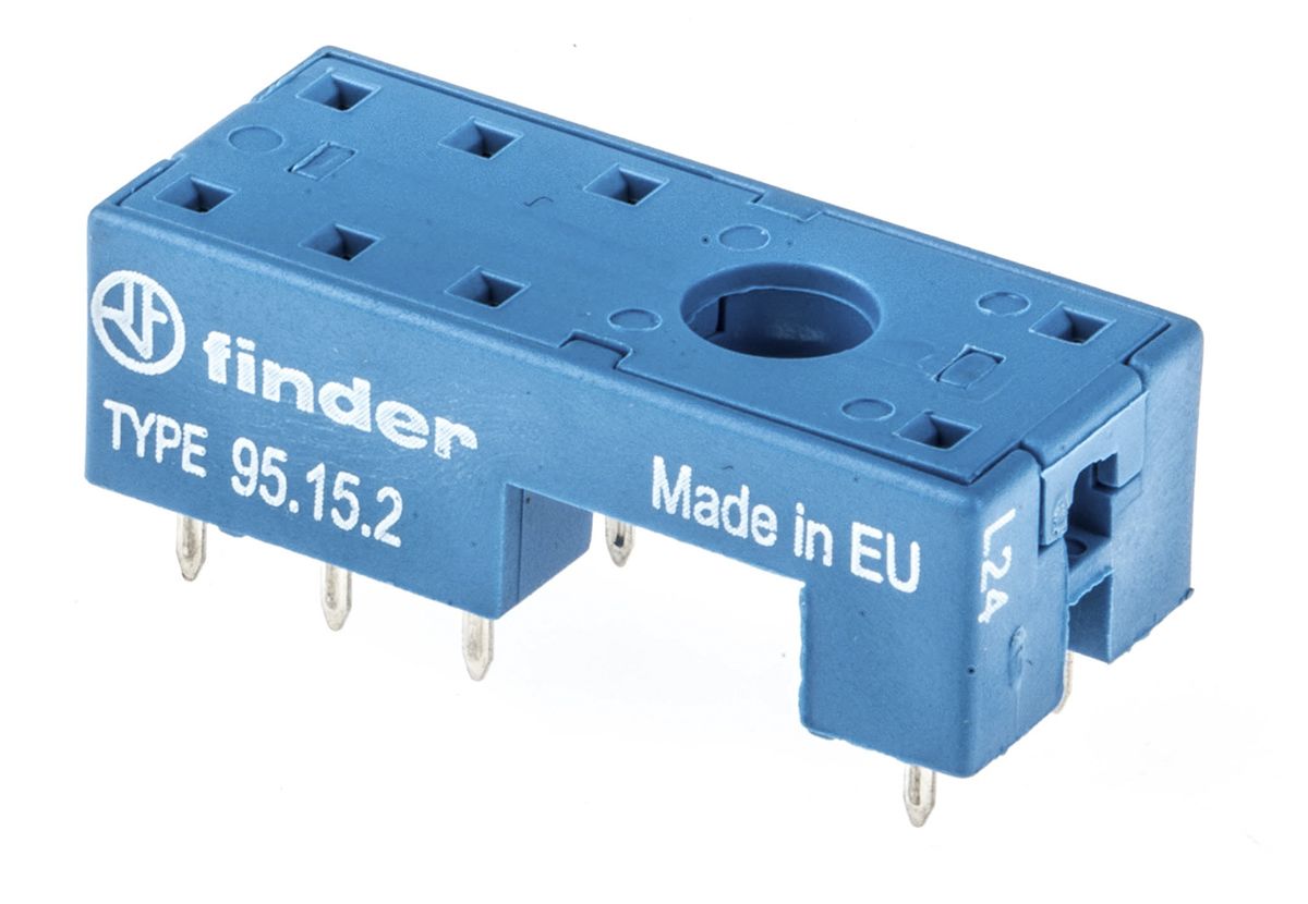 Finder 95 Relay Socket for use with 40.52, 40.61, 41.52, 41.61, 41.81, 44.52, 44.62, 40.51 Series Relay, PCB Mount,