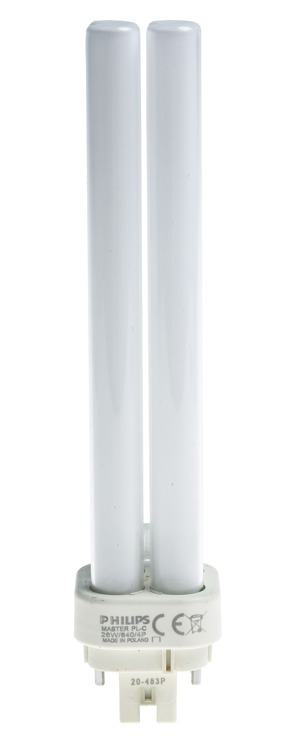 G24q-3 Quad Tube Shape CFL Bulb, 26 W, 4000K, Cool White Colour Tone