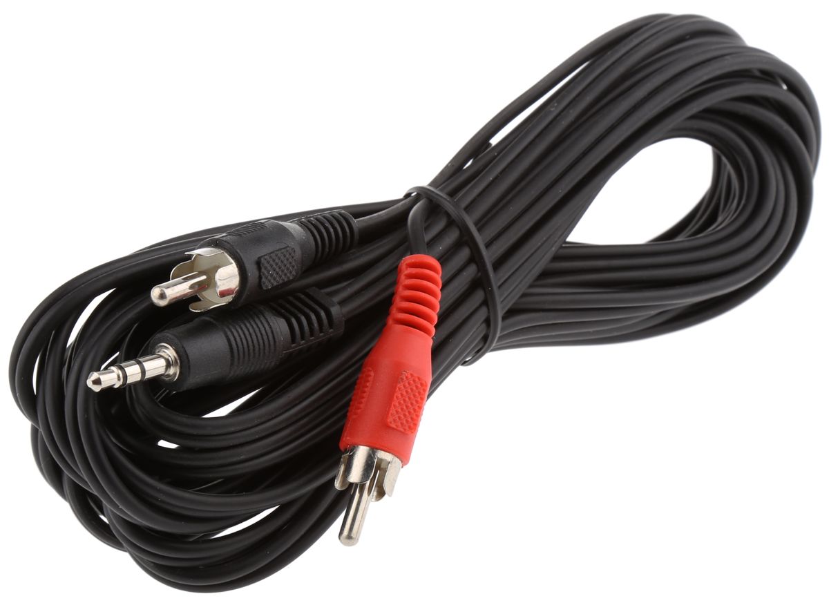 RS PRO Male RCA x 2 to 3.5mm Male Stereo Plug Coaxial Cable, 5m | RS