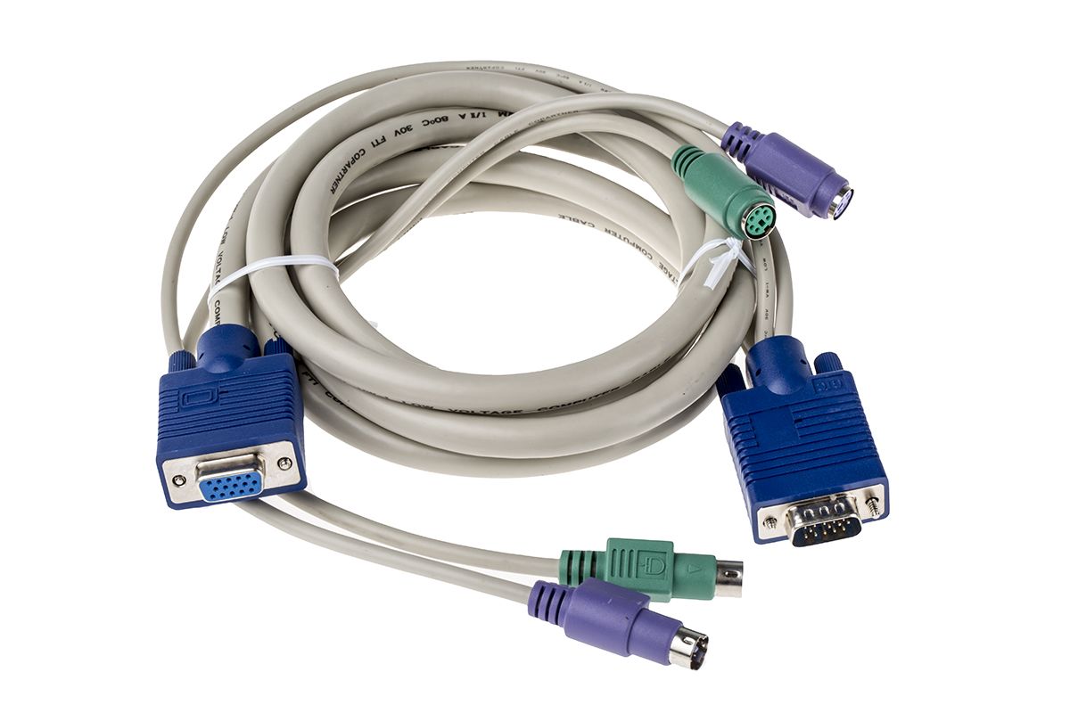 RS PRO 1.8m PS/2 x 2' VGA to PS/2 x 2' VGA KVM Cable