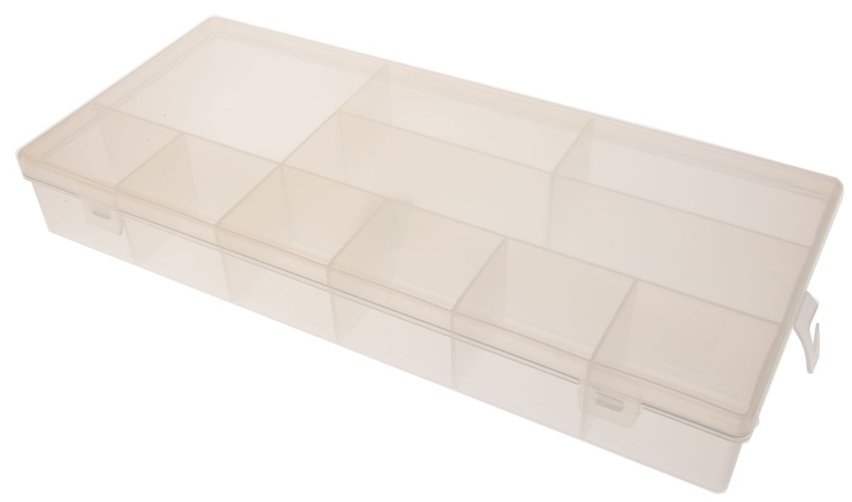 RS PRO 10 Cell Transparent PP Compartment Box, 50mm x 338mm x 153mm