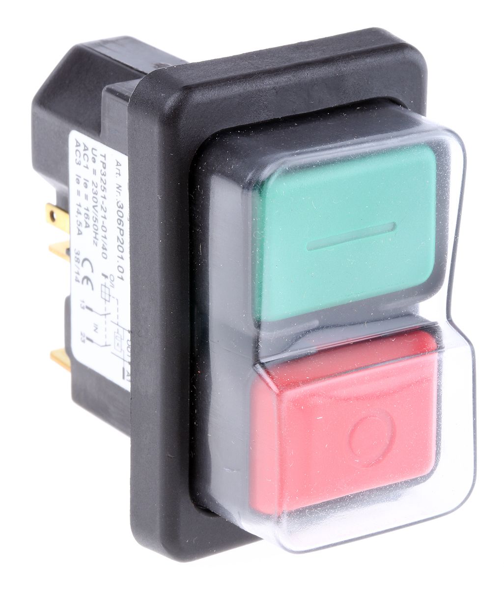 EICHOFF Latching Push Button Switch, Panel Mount, DPDT, IP65