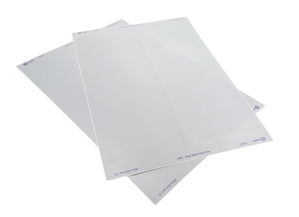 Avery Silver Adhesive Heavy duty Label Sheet, Pack of 20