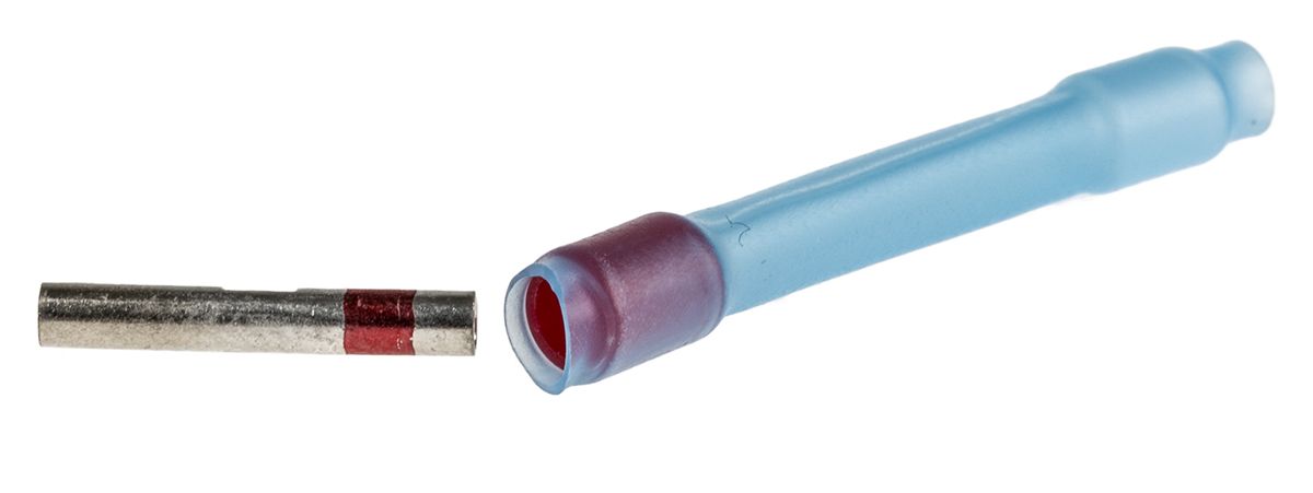 TE Connectivity, MiniSeal Butt Splice Connector, Red, Insulated, Tin 0.15 → 0.75 mm²