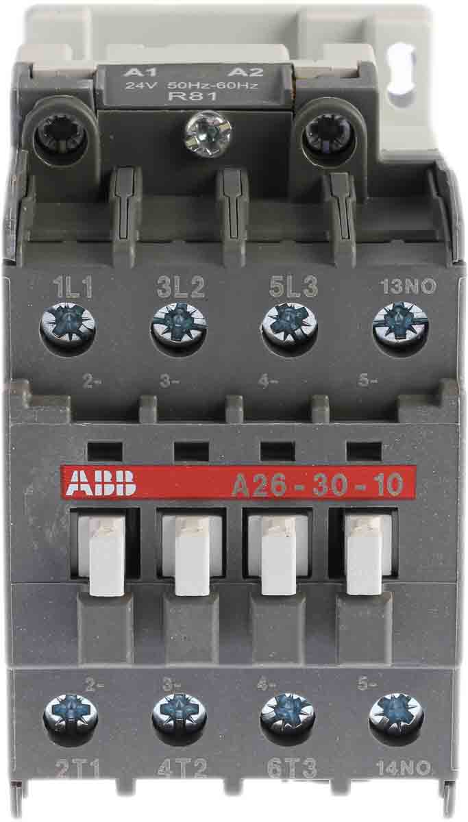 ABB A26 A Line Contactor, 24 V ac Coil, 3 Pole, 45 A, 11 kW, 3NO