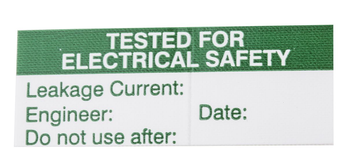 RS PRO Fortrykt klæbende etiket, 140 Tested For Electrical Safety