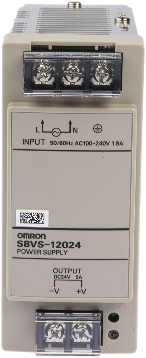 Omron S8VS Switch Mode DIN Rail Power Supply 85 → 264V ac Input, 24V dc Output, 5A 120W