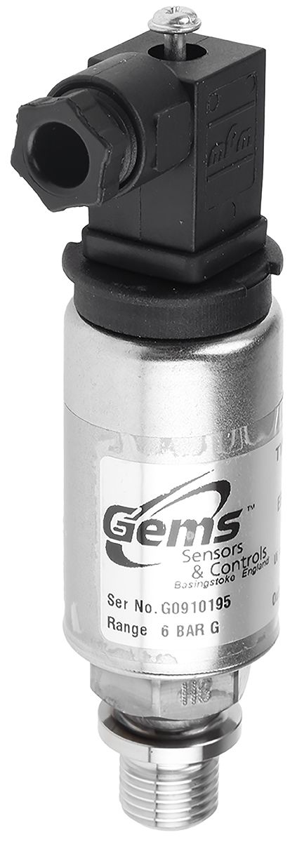 Gems Sensors Pressure Sensor, 0bar Min, 6bar Max, Analogue Output, Relative Reading