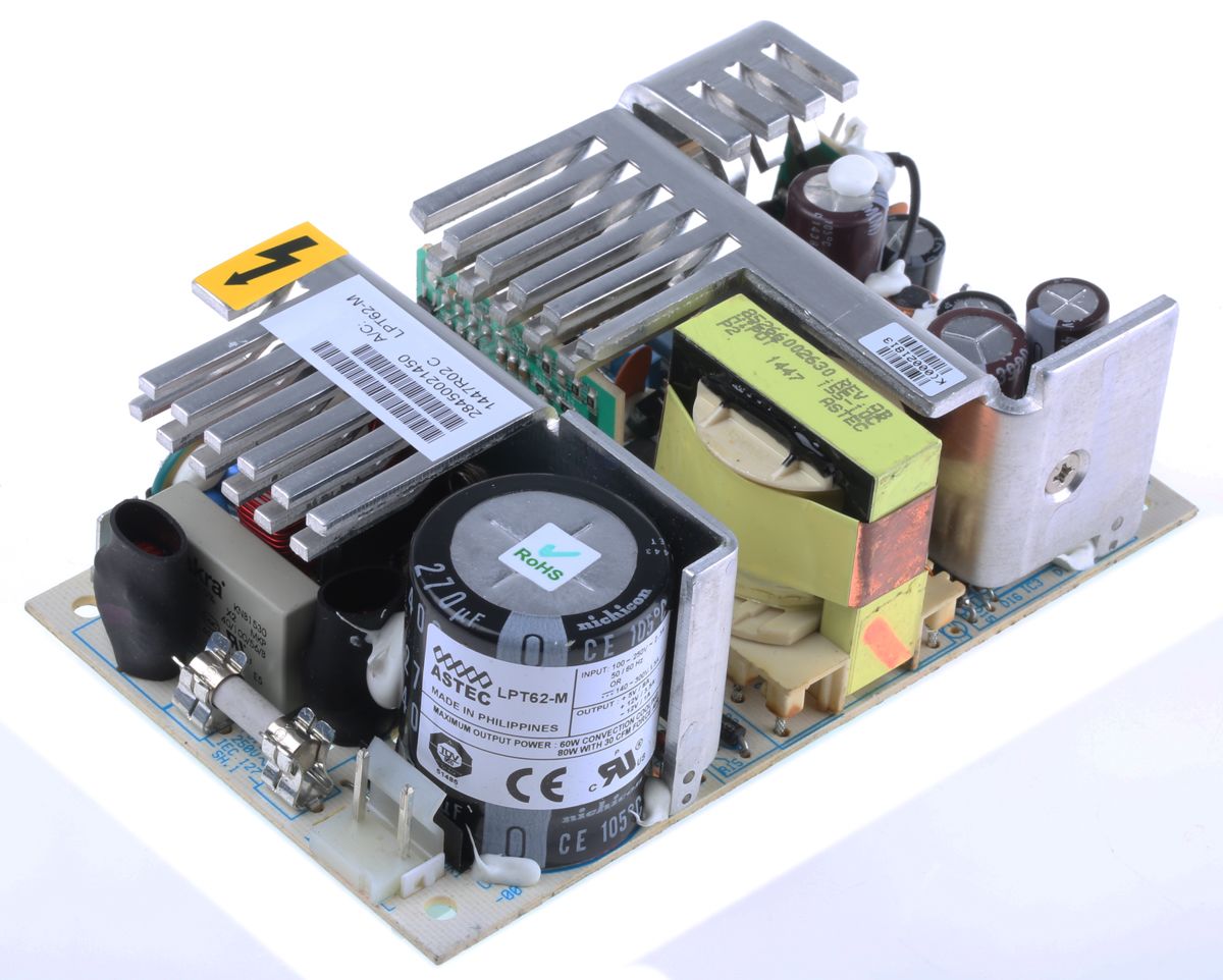 Artesyn Embedded Technologies Open Frame, Switching Power Supply, 5 V dc, ±12 V dc, 1 A, 3.5 A, 8 A, 60W