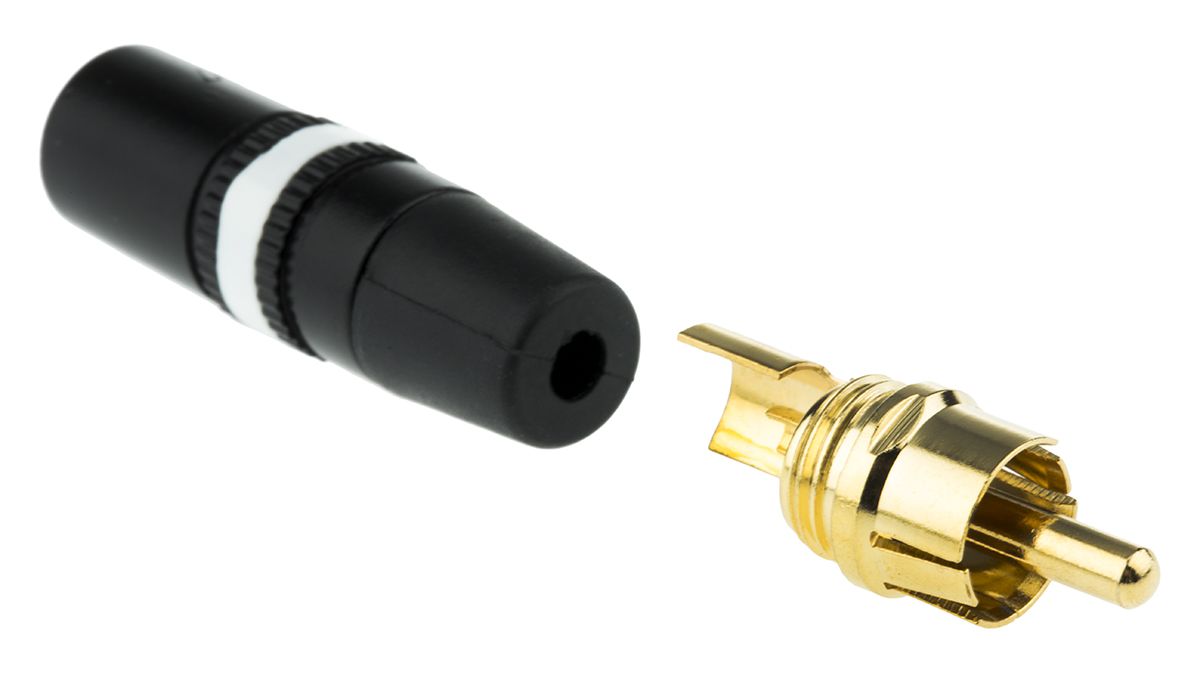 Neutrik Black, White RCA Plug, Gold, 1A