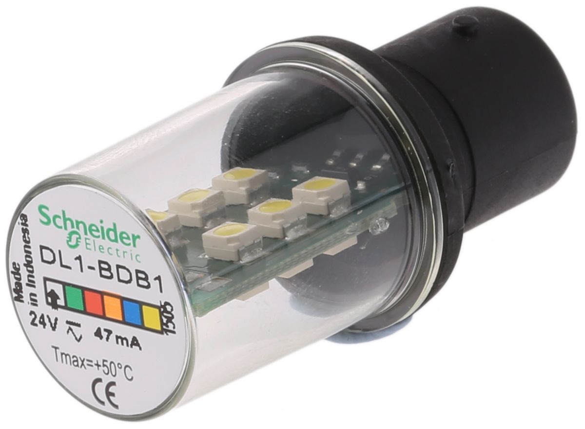 Schneider Electric LED-Lampe 24 V ac/dc, BA15d Sockel Weiß, Leuchte, LED