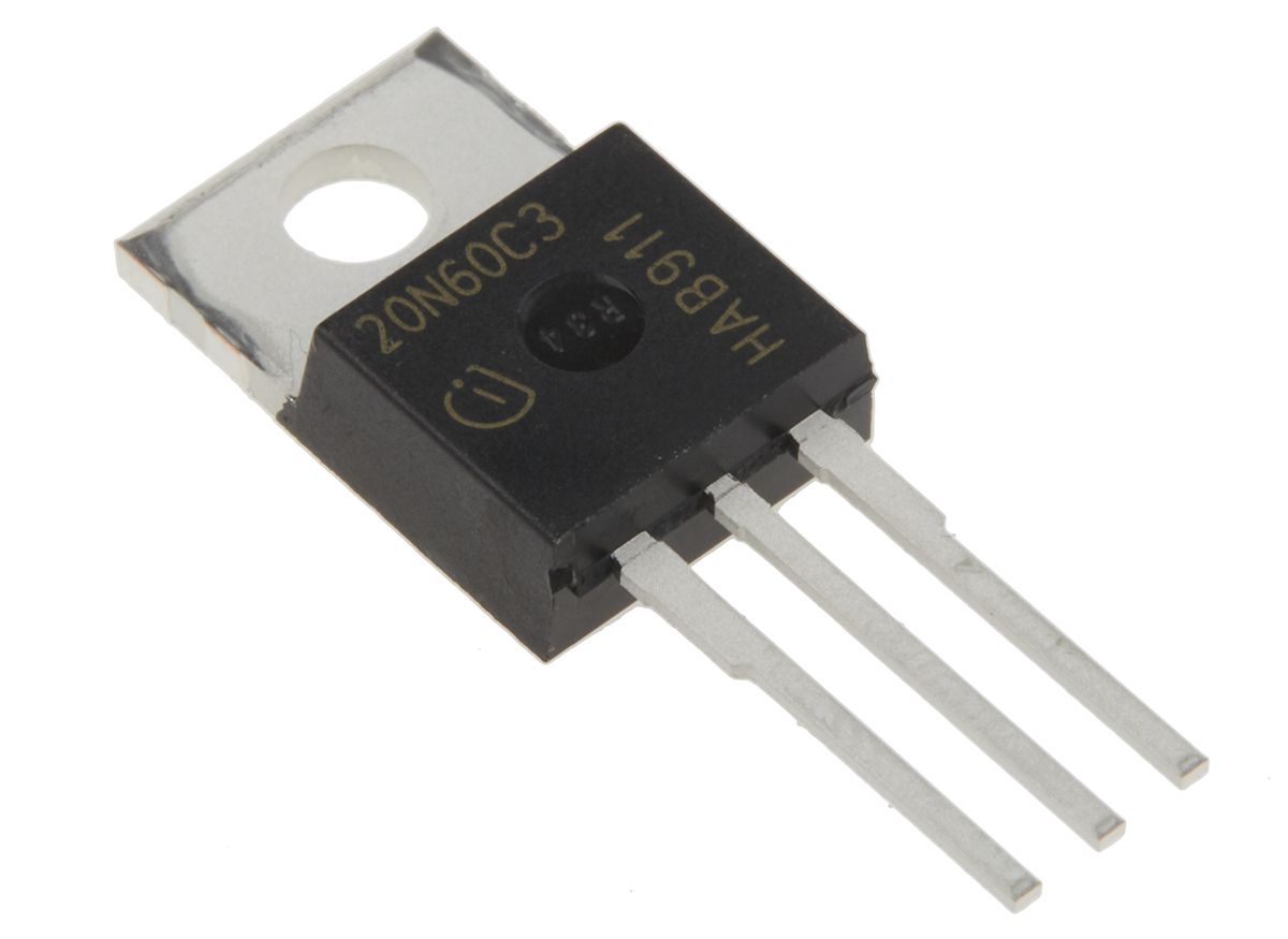 MOSFET, SPP20N60C3HKSA1, N-Canal-Canal, 21 A, 600 V, 3-Pin, TO-220AB CoolMOS C3 Simple Si