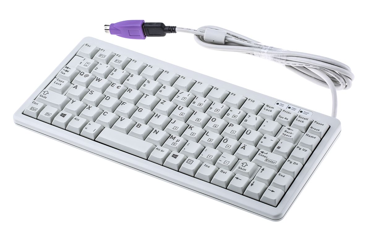 Cherry Wired PS/2, USB Compact Keyboard, QWERTZ, Grey