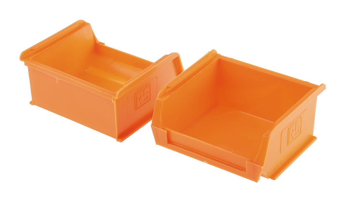 RS PRO PP Storage Bin, 50mm x 100mm, Orange RS