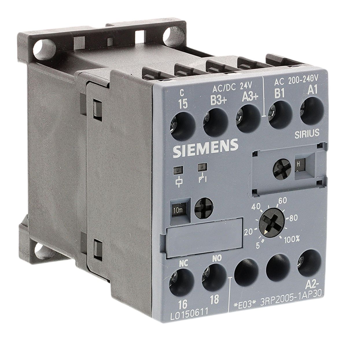 Siemens DIN Rail Multi Function Timer Relay, 110 → 240 V ac, 24V ac/dc, SPDT, 0.05 → 100 h, 0.05 →
