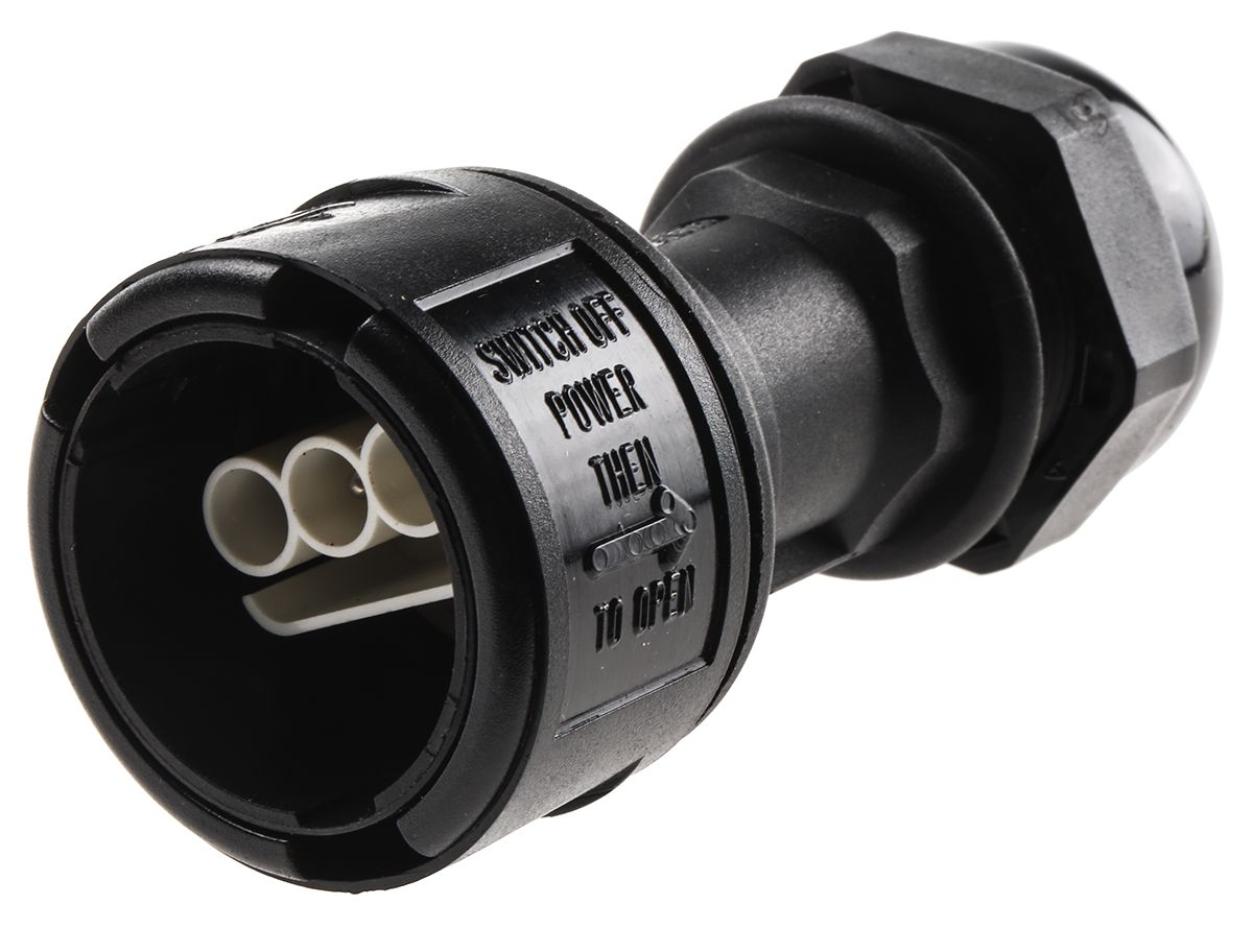 3 Pole IP68 Rating Cable Mount Female Mains Inline Connector Rated At 16A
