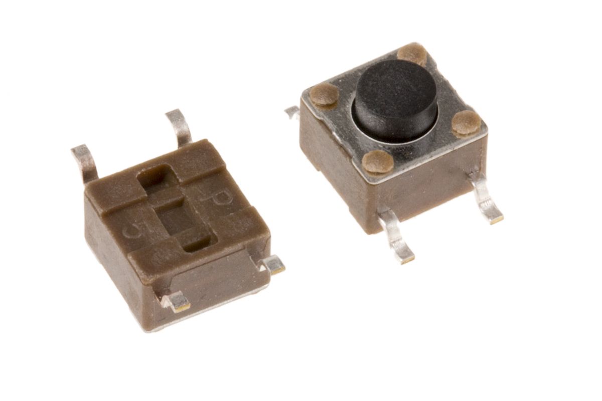 Interruptor táctil tipo Botón, Negro, contactos Monopolar de una vía (SPST) 8.5mm, Pasante