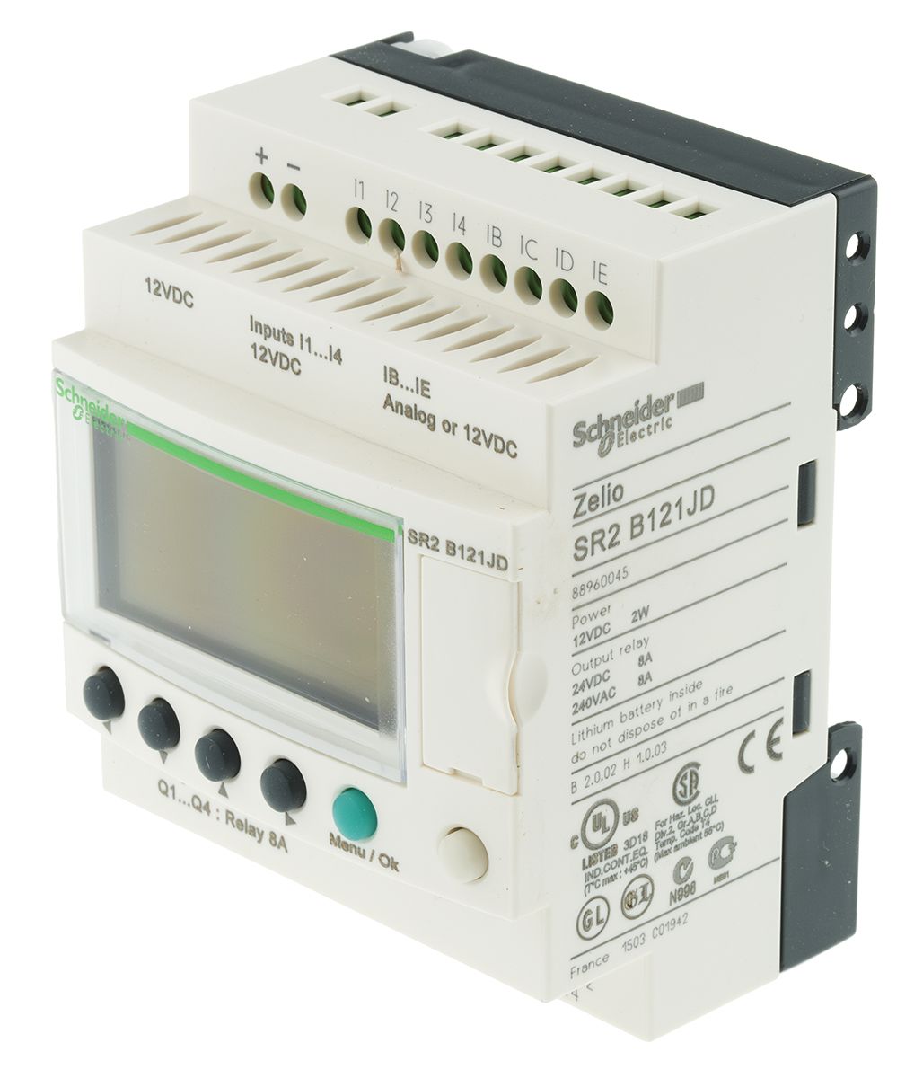 Schneider Electric Zelio Logic Logic Module - 8 Inputs, 4 Outputs, Relay, Computer, Operating Panel Interface