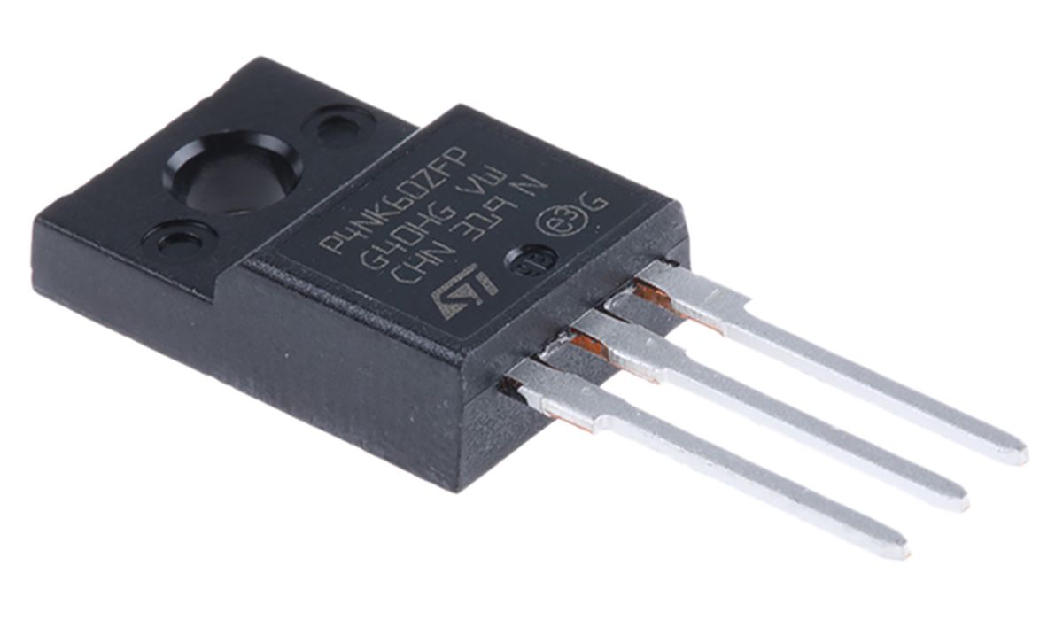 N-Channel MOSFET, 4 A, 600 V, 3-Pin TO-220FP STMicroelectronics STP4NK60ZFP