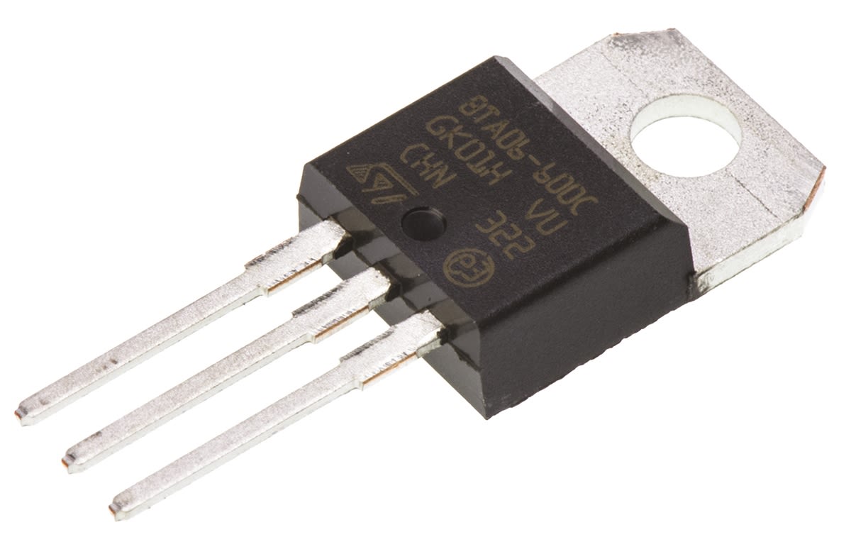 BTA06-600C | STMicroelectronics Through Hole, 3-pin, TRIAC, 600V, Gate ...