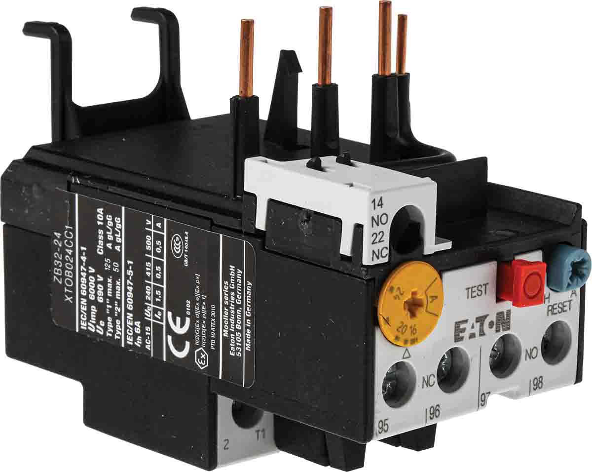 278453 ZB3224 Eaton Overload Relay 1NO + 1NC, 16 → 24 A F.L.C, 24