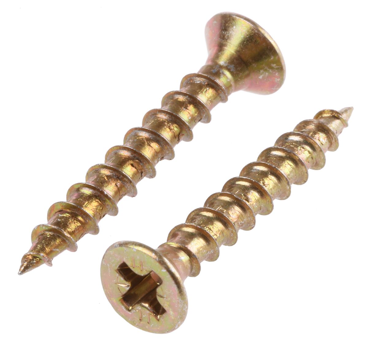ULTI-MATE Pozisquare Countersunk Steel Wood Screw Yellow Passivated, Zinc Plated, 4mm Thread, 30mm Length
