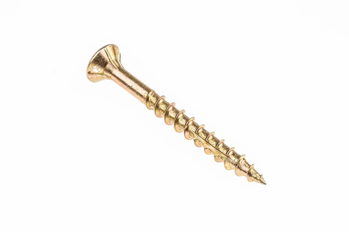 ULTI-MATE Pozisquare Countersunk Steel Wood Screw Yellow Passivated, Zinc Plated, 5mm Thread, 50mm Length