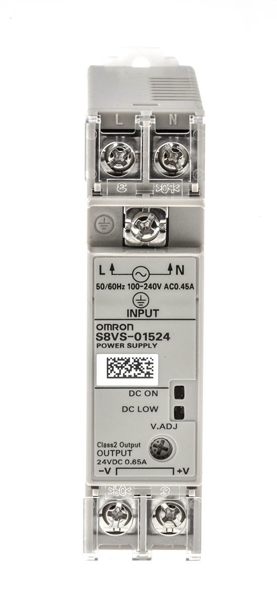 Omron S8VS Switch Mode DIN Rail Power Supply 85 → 264V ac Input, 24V dc Output, 650mA 15W