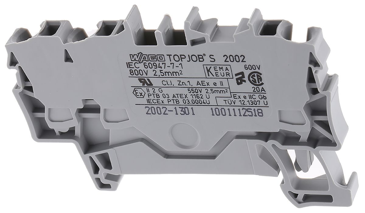 20021301 Wago Terminal Block, 24A, Push In Terminals, 22 → 12 AWG RS