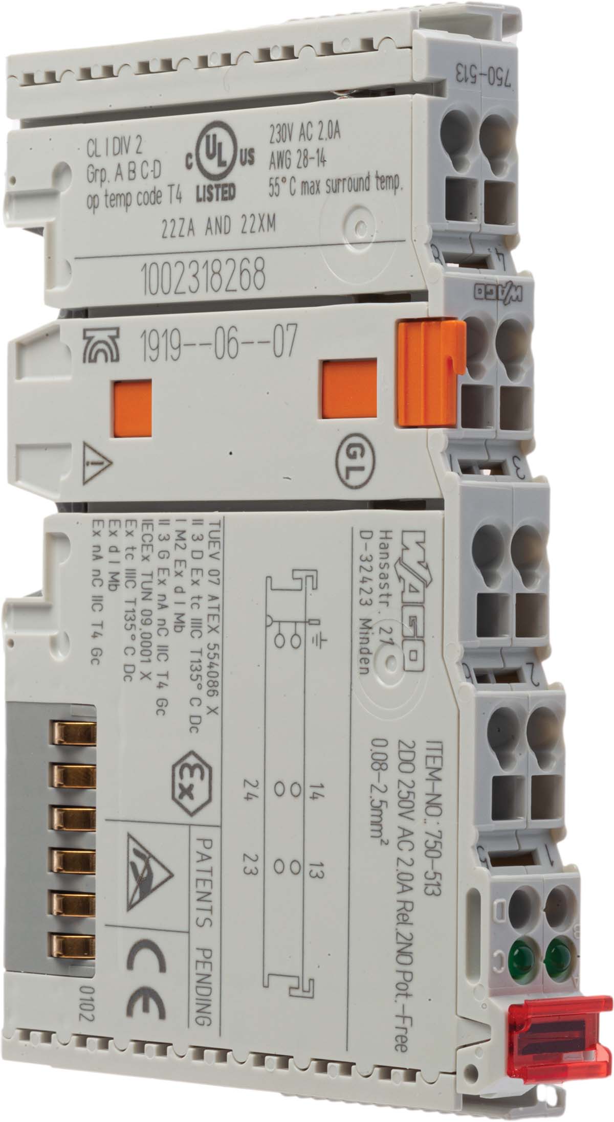 PLC – I/O modul, řada: SYSMAC CJ pro Řada 750, 100 x 12 x 64 mm, výstup: Digitální, relé 230 V DC Wago