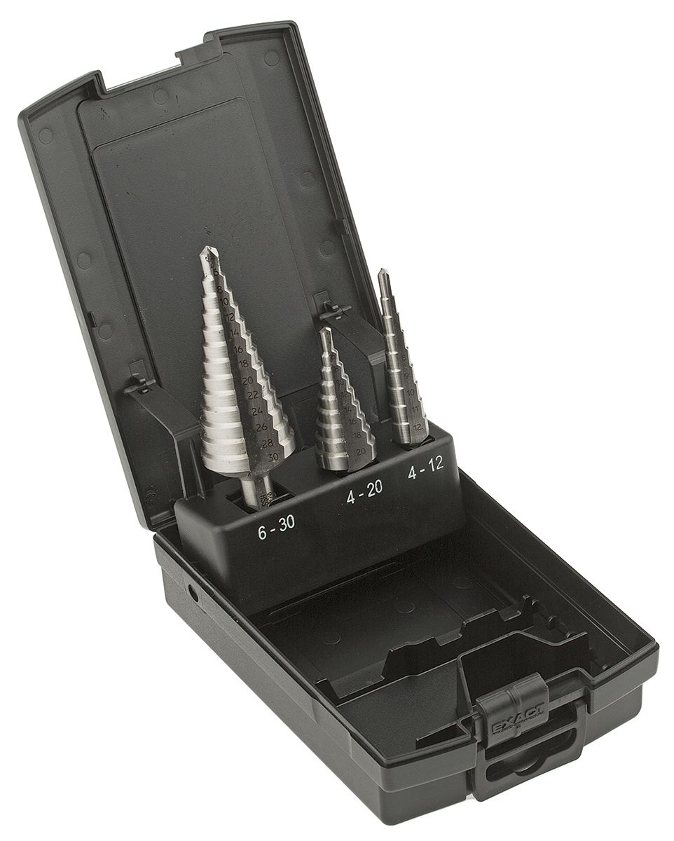 05332 EXACT 3 Piece Metal Step Drill Bit Set, 4mm to 30mm RS