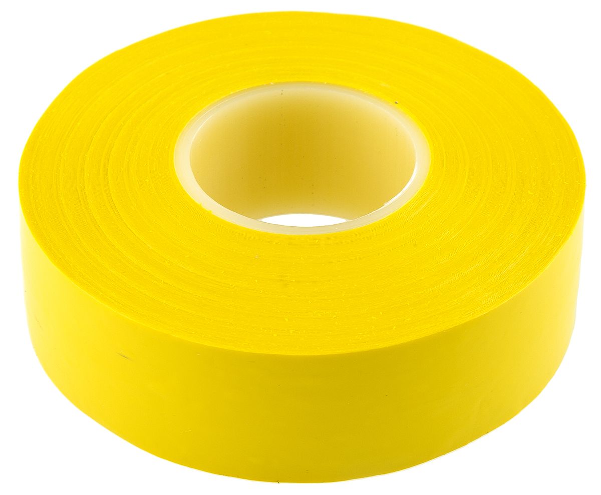 Cinta aislante de PVC Advance Tapes AT7 de color Amarillo, 19mm x 20m, grosor 0.13mm