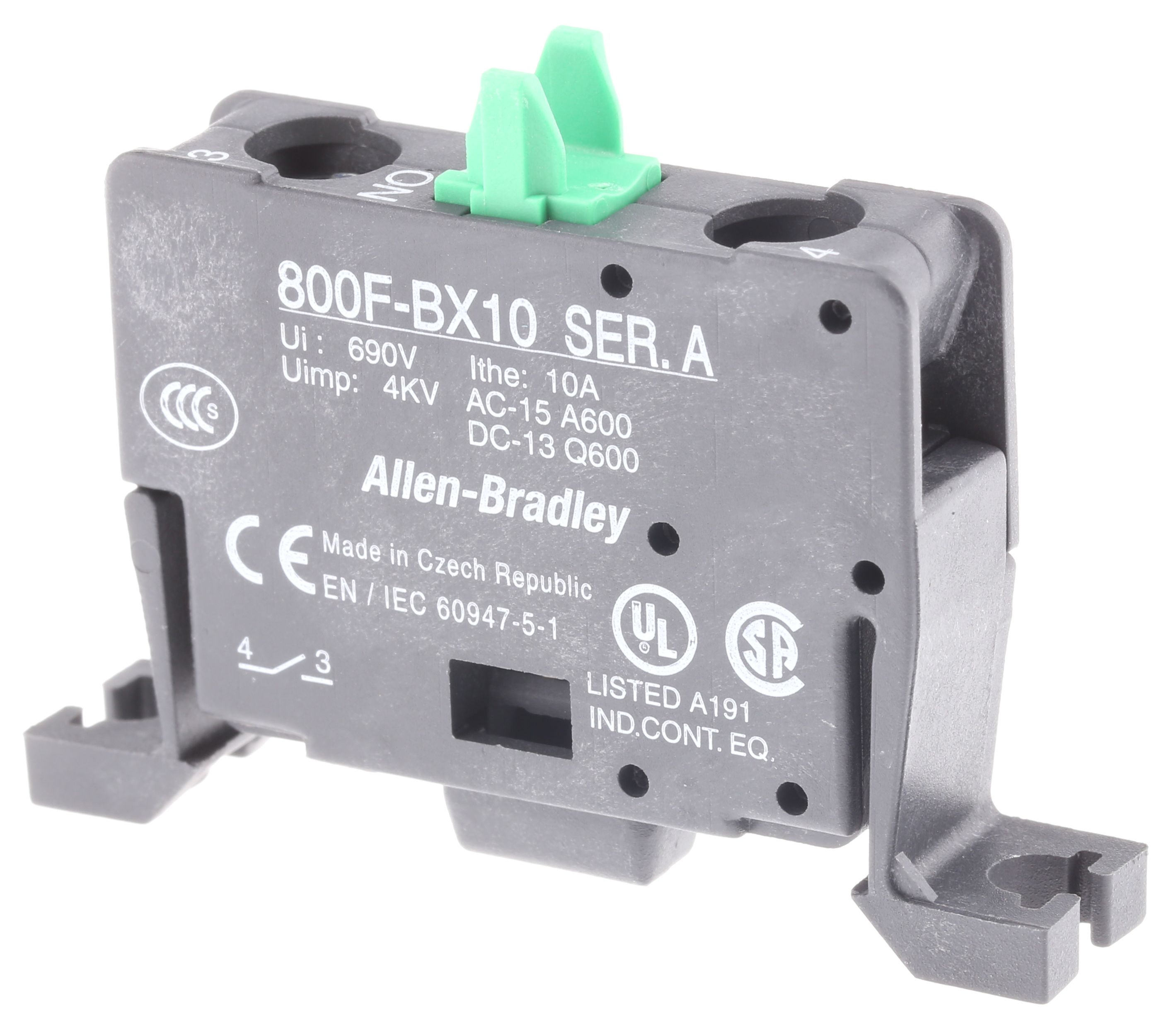 Allen Bradley 800F Contact Block - 1NO 600 V