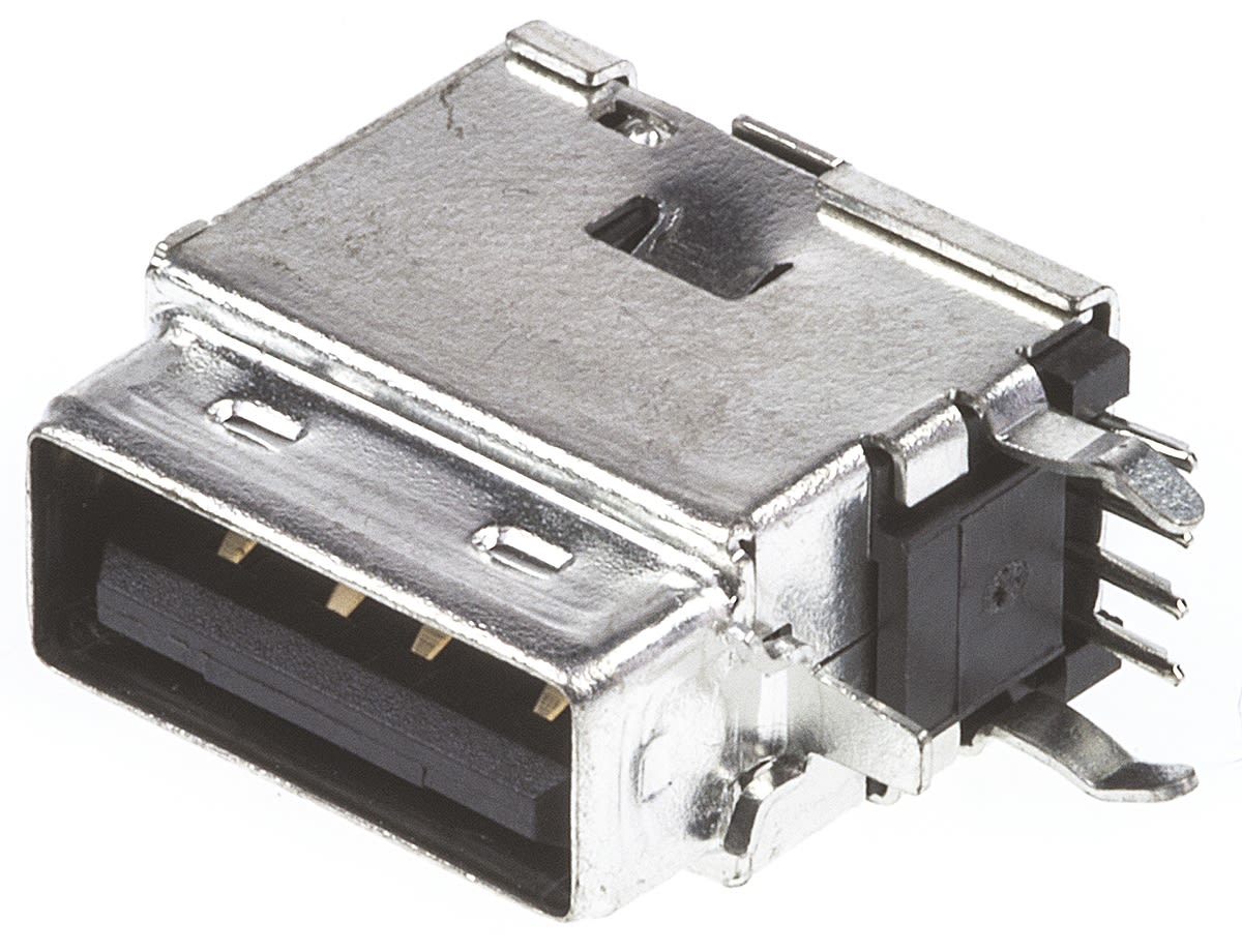 Conector USB Molex 89485-8000, Hembra, , 1 puerto puertos, Ángulo de 90° , Orificio Pasante, 700.0 V., 1.0A 89485