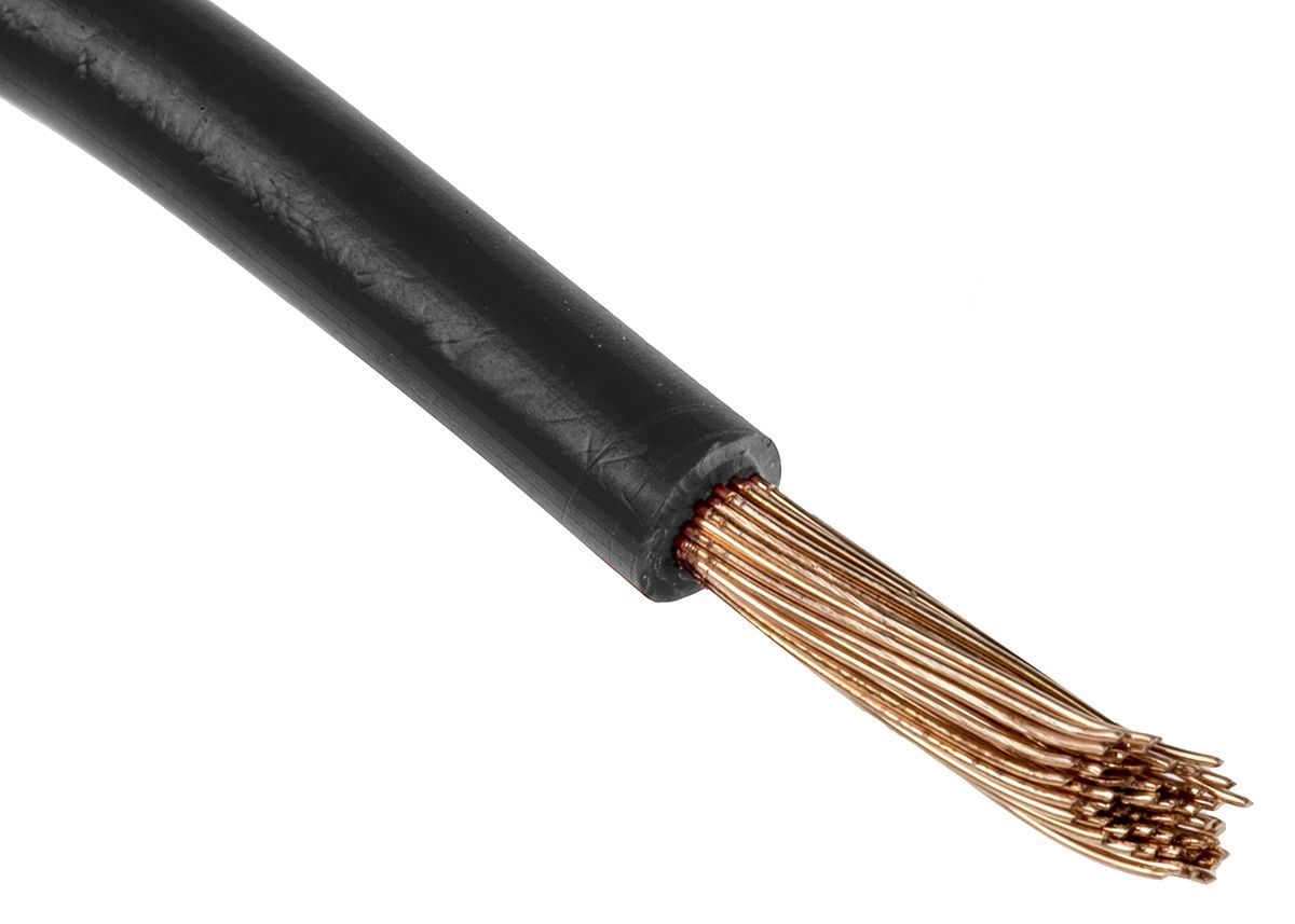RS PRO Black 16 mm² Single Core Control Cable, 5 AWG, 126/0.4 mm, 25m, PVC Insulation