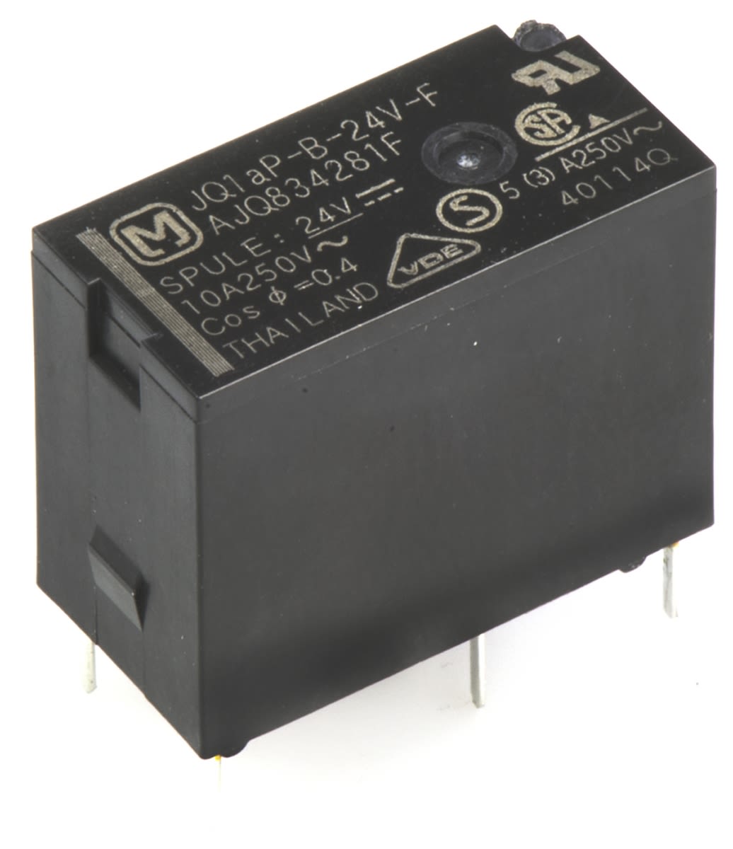 JQ1AP-B-24V-F | Panasonic PCB Mount Power Relay, 24V Dc Coil, 10A ...