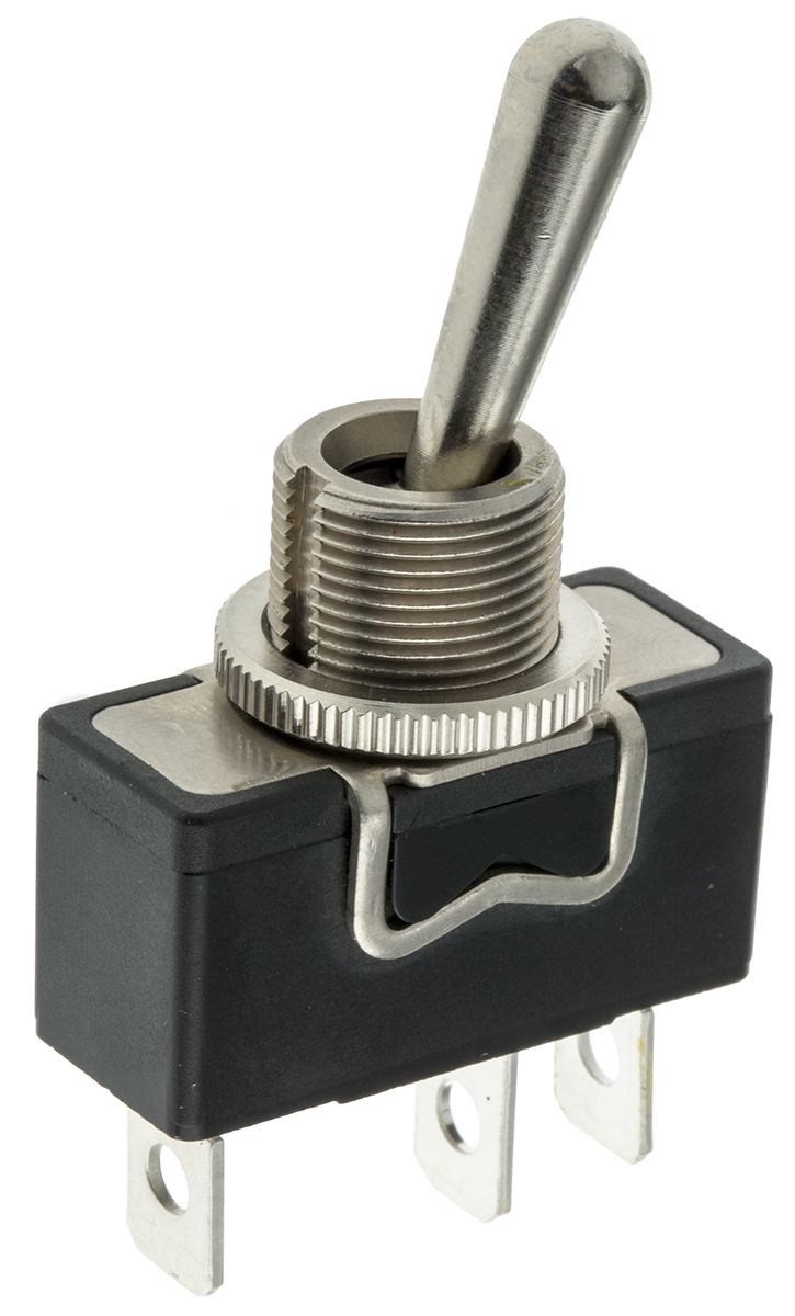 APEM Toggle Switch, Panel Mount, On-Off-On, SPDT, Tab Terminal