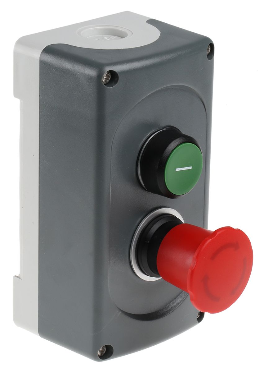 Botón pulsador con carcasa ABB IP66 Verde, Rojo