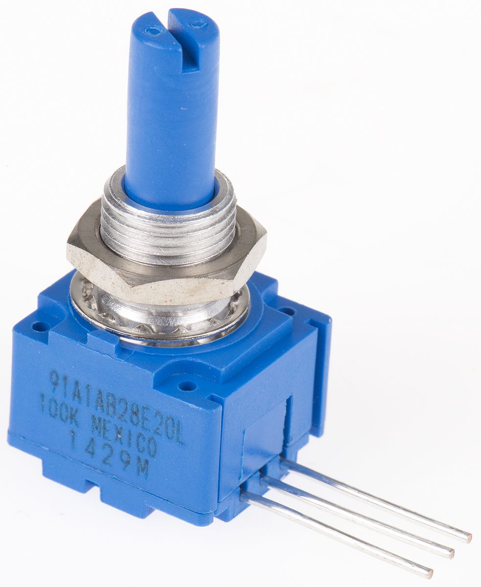 Bourns 100kΩ Rotary Potentiometer 1Gang Panel Mount, 91A1AB28E20L RS