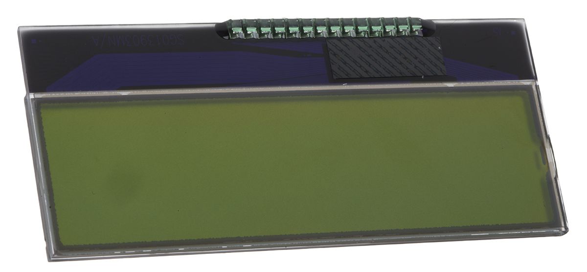 Display monocromo LCD alfanumérico Displaytech de 2 filas x 16 caract., reflectante, área 61 x 15.7mm