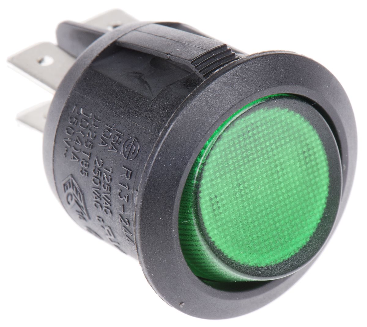 Kolébkový spínač IP40 osvětlený, barva ovladače: Zelená Dvoupólový jednopolohový (DPST) Zap-vyp 10 A