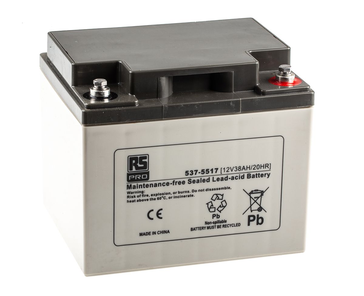 RS PRO 12V T6 Sealed Lead Acid Battery, 38Ah